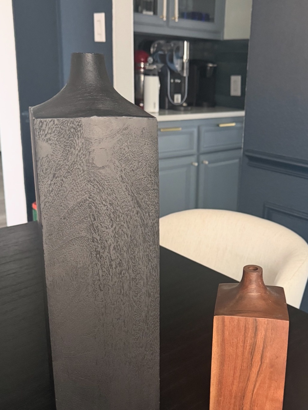Crate&Barrel Matte Black Tall Textured Ceramic Vase